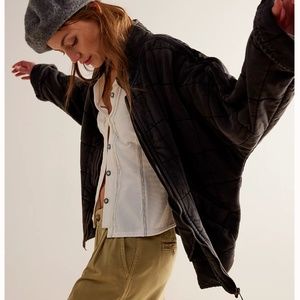Free People Quilted Black Puffer Jacket